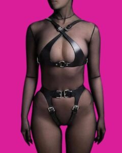 Conjunto Harness com Top e Calcinha em Couro - SI