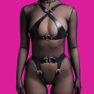Conjunto Harness com Top e Calcinha em Couro - SI